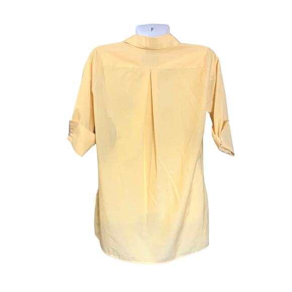 Investments Women's Yellow Wrinkle Free 3/4 Sleeve Button-Up Blouse Tunic SZ 8 - Picture 3 of 8